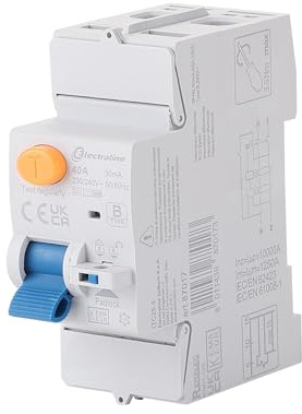 Electraline 87017 Disjoncteur différentiel, 40 A, sensibilité 30 mA Monophasé – type B (convient aux systèmes photovoltaïques)