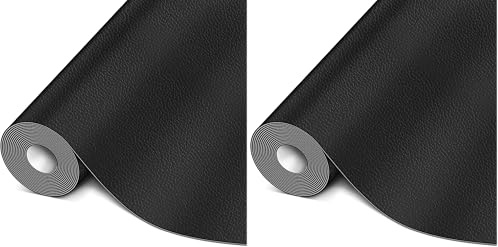 AiQInu Pelle Adesiva per Riparazioni,10 x 160 cm Patch di Riparazione in Pelle,Ecopelle Adesiva per divano,Tappezzeria, Sedili Auto, Mobili Nero (Confezione da 2)