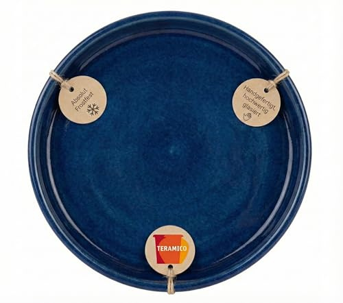 Teramico Pflanzenteller Untersetzer Keramik frostfest (Royal Blau, 30cm) | Massiver Blumentopf Untersetzer aus robuster Keramik: Ideal für den Innen- und Außenbereich auch als Vogeltränke.