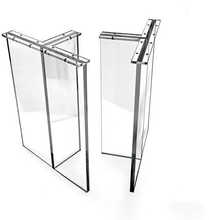 2 St Genomskinliga Akryl Bordben, T-formade Akryl Skrivbord Ben, Vattentät Grundplatta för Tung last, för Soffbord, Skrivbord & Möbel DIY-projekt(50x20x70cm/20x8x28in)