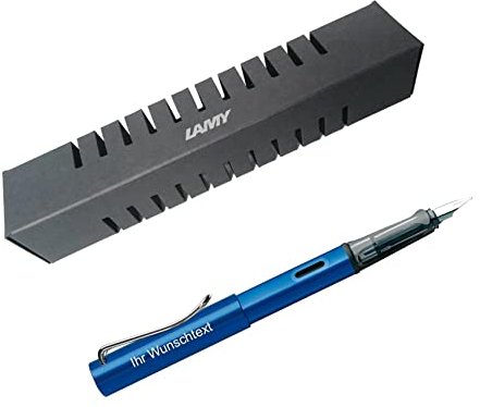 Lamy Füllhalter AL-star Modell 28, Feder LH, Farbe dunkelblau, inkl. Laser-Gravur, für Linkshänder
