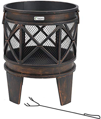 tepro Feuerstelle Gracewood, Feuerschale Outdoor, Feuerkorb für den Garten, mit Schürhaken, Maße ca. 42 x 42 x 53 cm