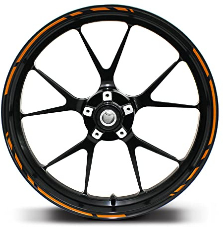 Felgenrandaufkleber Speed Design 12 Teilig Komplett-Set -Finest Folia passend für 17 Zoll & 161819 Felgen Motorrad Auto Fahrrad MR002 (Neon Orange)