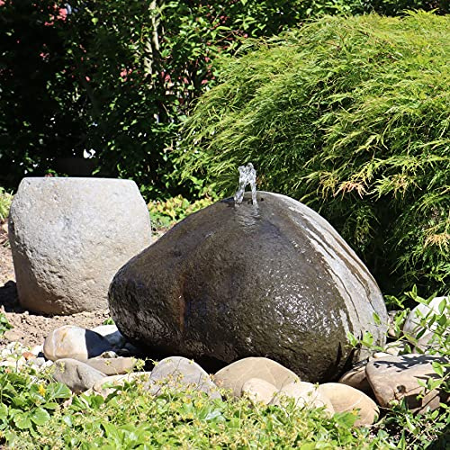 STONE art & more Pierre Source, Fontaine d'eau, env. 55 cm, Pierre de rivière, Pierre Naturelle, résistant au Gel