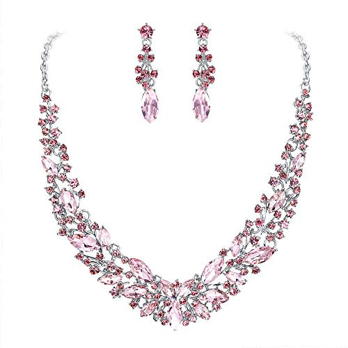 Clearine Juegos de Joyas de Mujer Cristal Lágrimas Encaje Collar y Pendientes para Novia Boda Fiesta