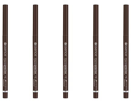 essence micro precise eyebrow pencil, Nr. 03, Braun, langanhaltend, definierend, natürlich, vegan, wasserfest, ohne Mikroplastikpartikel, ohne Parfüm, 5er Pack (5x0.05g)