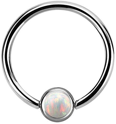 Piercing Lippenbändchen Ring BCR 1,2 mm und 4 mm Platte mit Opal
