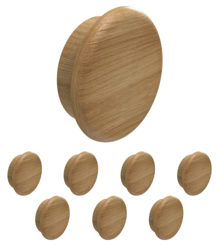 Heimatspäne Abdeckkappen für Bohrlöcher Eiche in verschiedenen Größen [8 Stück] – Schraubenabdeckung Holz natürlich geölt zum Eindrücken – Bohrloch Abdeckkappen als Blindstopfen [Ø20mm]