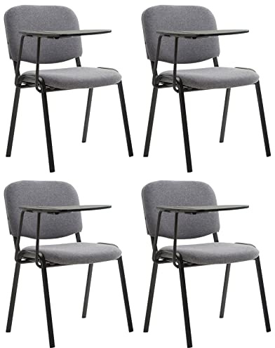 CLP Juego De 4 Sillas Ken para Conferencias Tapizadas En Tela I Set De Sillas De Reuniones con Mesa Plegable Color:Gris