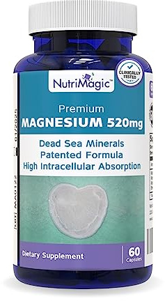 NutriMagic 520mg Patented High Absorption Elemental Magnesium from Oxide, Dead Sea Minerals Complex (1 Bottle, 2-Month Supply (60 Capsules))