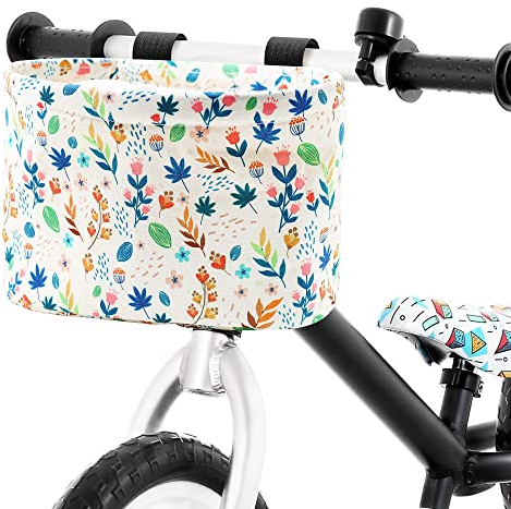 ANZOME Fahrradkorb vorne für Kinder Lenkertasche mit wasserdichter Abdeckung, Kinderfahrrad Lenkerkorb für Mädchen Fahrrad Zubehör passend für die meisten Kinderfahrräder, Laufrad, Dreirad, Rollar..