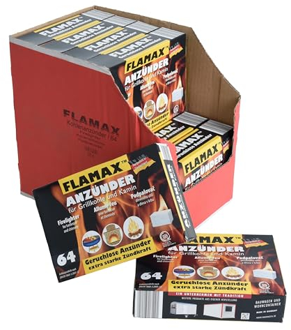 ESTEXO Kaminanzünder Grillanzünder Kohle-Anzünder 12x 64 Stück Ofenanzünder BBQ Anzündwürfel