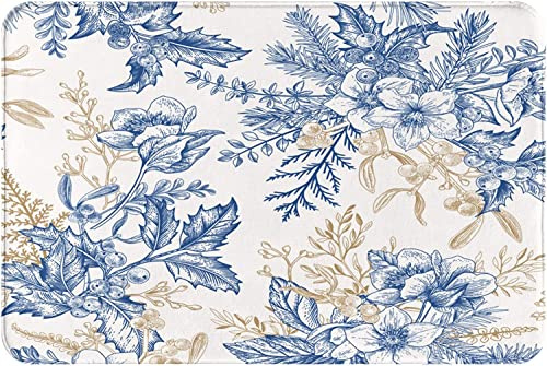 Torribala Doormat Flowers, Ferns, Conifers, Eucalyptus Seeds Bath Mat Non-Slip Floor Mat Soft Bathroom Rugs Absorbent Bathroom Pad 40x60 cm