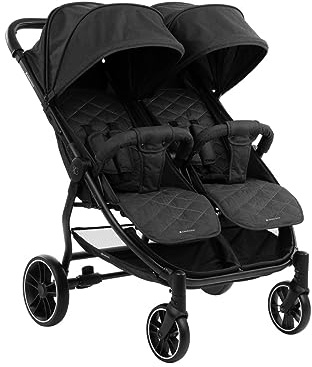 Kikkaboo Happy 2 cochecito gemelar plegable protector lluvia cubrepiés muelles, color:negro