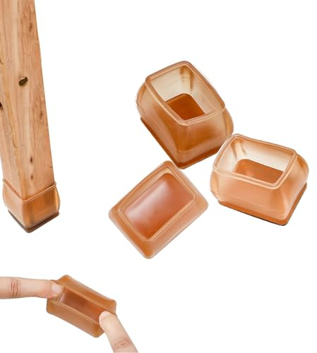 Siblyx 32 Stück Silikon Stuhlbeinkappen Eckig, Filzgleiter Selbstklebend für Stühle, Stuhlbeinschoner mit Filz, Stuhlsocken Stuhlgleiter, Gartenstühle Stuhlbeine(53x30mm)(Rechteckig, Groß)