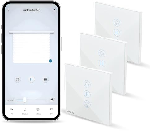 Interruttore WiFi, GreenSun Interruttore Per Tapparelle, Compatibile con Alexa e Google Home, Smart Life/Tuya APP Controllo Remoto, Per Aprire e Chiudere le Tende, 3PCS