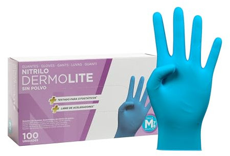 COM-FORT HOUSE - Guantes nitrilo desechables - Color Azul- Colección Dermolite - Guantes de Látex sin Polvo - Disponible en tallas XS, S, M, L