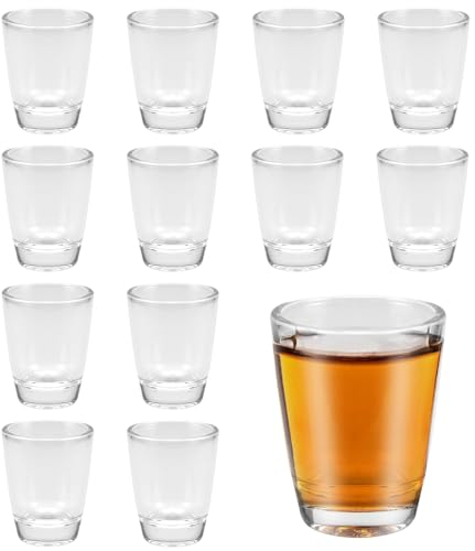 SLTAXAR 12 PCS Verre Shot en Verre 5 x 4.1 x 2.3 cm 32ml Petits Tasses Dessert Obelets Reutilisables