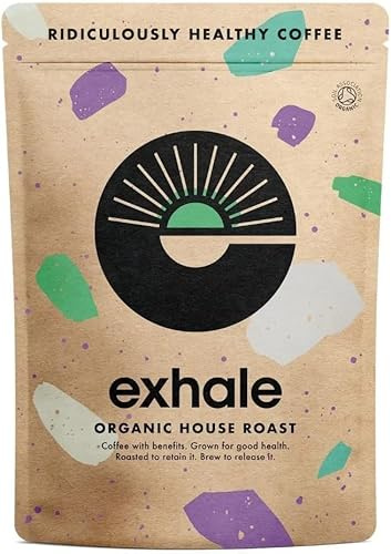 EXHALE Organic Fine Ground Coffee - 450g Pack - Mycotoxin Free, Mould Free & Polyphenol Rich - For Moka, AeroPress and Drip (Medium Roast, 450g)