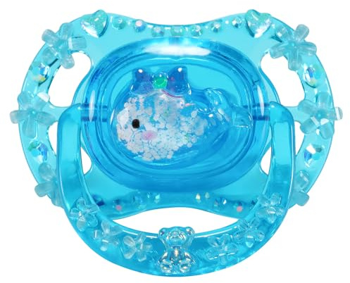 CutiePlusU Erwachsene Größe Schnuller Dummy für Erwachsene DIY Handgemachte-Kleiner Wal Kristall Blau