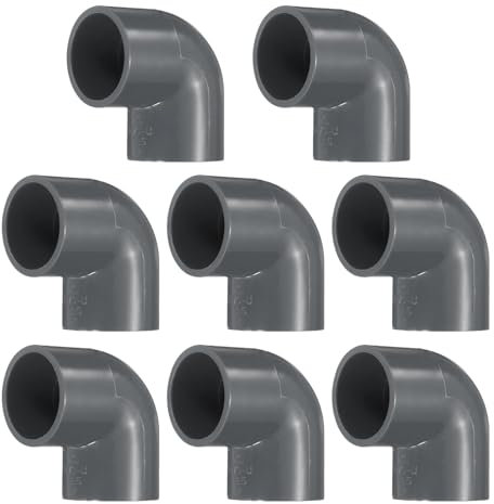 QUARKZMAN 8pz Raccordi a Gomito a 90 Gradi 1 2 Vie PVC Grado Mobili Connettori Angolari a Gomito Laterale per Tubi di Scarico Idraulico Forniture d'Acqua Costruzione Giardino, Grigio