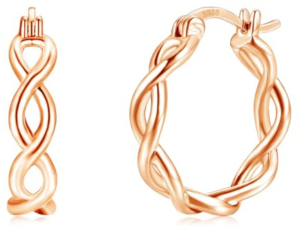 Cangall Creolen Silber 925 für Damen, 925 Sterling Silber Twisted Ohrringe Creolen mit 5A Cubic Zirkonia, Hypoallergen 20mm Leichte Unendlich Schlafen Knorpel Silber Gedrehte Huggie Ohrringe Kreolen