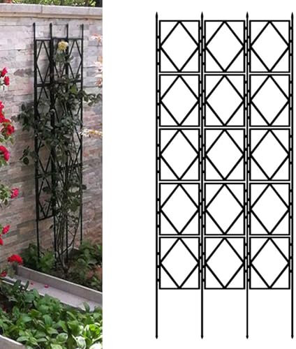 DMCHENGMA Spalier-Gartenzaun – Faltbare Pflanzen, Blumen, Ranken, Kletterstützen – Garten, Veranda, Rasen, Hof, Außen-Sichtschutzständer(60CMx220CM(2FTx7.2FT))
