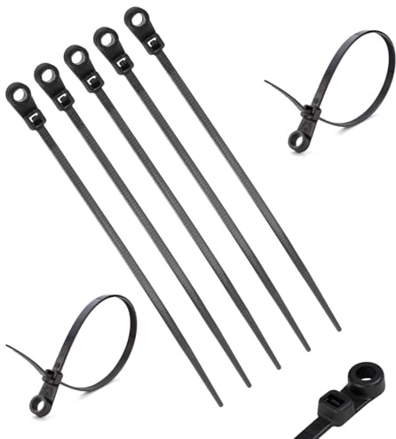 TERF® 100 Pcs Black Screw Mount Cable Ties 110mm (4.33'') X 2.5mm Premium Nylon Zip Ties Wraps Secure Self Locking Mechanism Plastic Tie for Home Office Garden Garage Workshop Warehoue DIY Use
