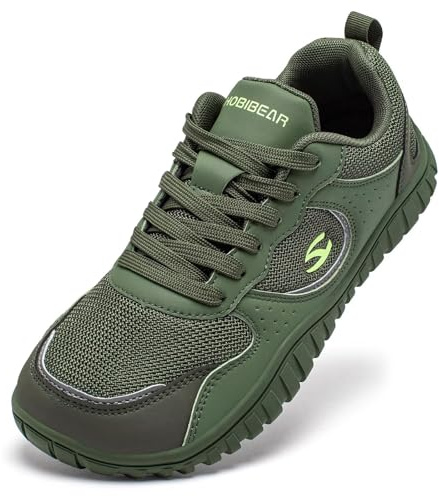 HOBIBEAR Chaussures pieds nus pour femme et homme | Large boîte à orteils | Baskets de trail confortables, vert, 45 EU Large
