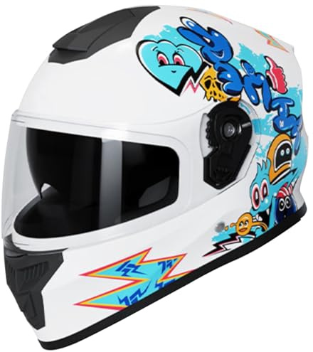 Casque De Moto Intégral Pour Enfants QKDWQZ, Casque De Scooter Homologué ECE, Compatible ATV, Adventure, Scooter, Cruiser/ Touring, UTV, Street Bike, DOT