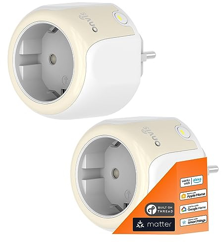 Onvis Smarte Steckdose, Matter über Thread, App- und Sprachsteuerung | 16A/4000W, Zeitsteuerung, Stecker kompatibel mit Apple HomeKit, Alexa, Google Home, Home Assistant, Reaktion Blitzschnell
