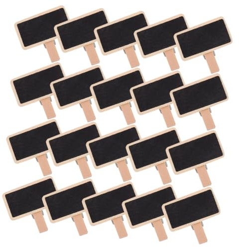 SOPOTUTU 50 pièces Mini Tableau Ardoise avec Pince Bois Étiquettes Memo pour Notes et Organisation Supports Message pour Buffet et Décoration Polyvalente
