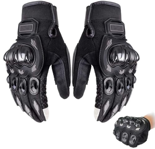 Guanti da Moto, Touchscreen sulle Dita, Guanti per corse in Motocicletta, Guanti da Moto per Uomo e Donna, per Bicicletta, Arrampicata, Motocross e Altri Sport All'aperto(Nero)