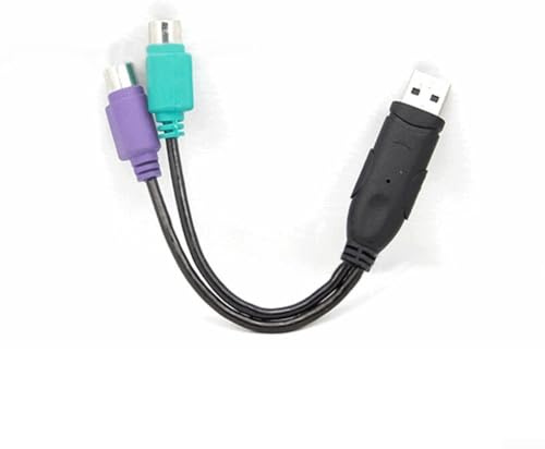 Volakebeing For USB to PS/2 Adapter Converter for KVM - Supports 2.0 MB/s Data Transfer, Chip Switch Technology, Bus-Powered, 15 cm Cable, Compatible with PS/2