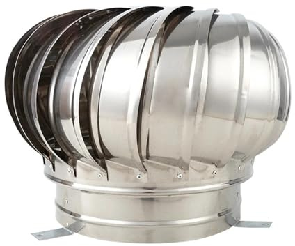 110/150/200mm Pipe Fit Roof Ventilator, 304 Stainless Steel Wind Air Vent for Attic, Zero Energy Ventilation Fan(150)