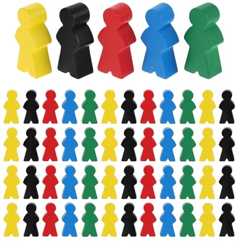 PHENOFICE 100PCS Board Game Pieces | Multicolor Wooden Meeples | Chess Pawns Pieces | Small Figures Characters | for Board Game Toys Props