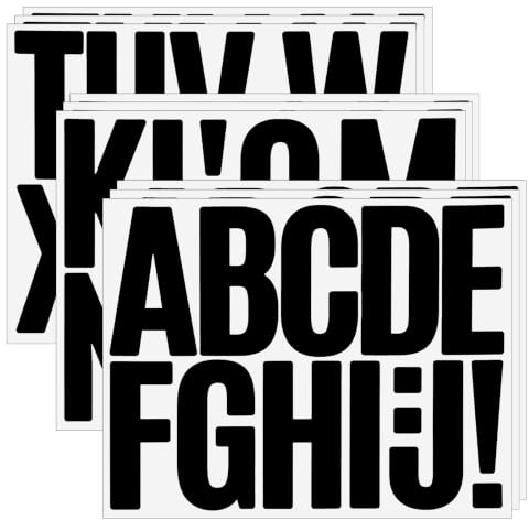 Tweruna 108 Buchstaben Sticker, 9 Bögen, 7,6 cm Große Buchstaben Aufkleber | Schwarze Buchstaben, Große Klebebuchstaben, Buchstabenaufkleber, Vinyl-Buchstabenaufkleber, Selbstklebende Buchstaben