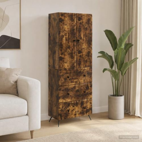 Ziaphsol Förvaringsskåp 2 delar av trä och metall med skjutdörrar, 66 x 34,5 x 90 cm, för kontor, vardagsrum, sovrum, hall och kök, mångsidig, utrymmesbesparande, robust