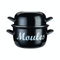 KitchenCraft Pentola per cozze, Mondo di Sapori, Coperchio smaltato a doppio uso, Media 18 cm (6,5''), Nero