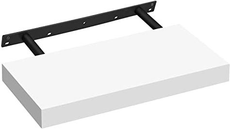 VASAGLE Mensola da Muro, Mensola da Parete, 20 x 40 x 3,8 cm, per Portafoto Decorazioni, Soggiorno Studio Cucina, Bianco Classico LWS24WT