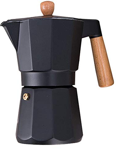 KUANDARMX easy to use Coffee Maker Aluminum Alloy Mocha Espresso Percolator Pot Coffee Maker Moka Pot 3 Cup/6 Cup/9 Cup Stovetop Coffee Maker for Home Office Coffee Pot gift, Black, 6 cup