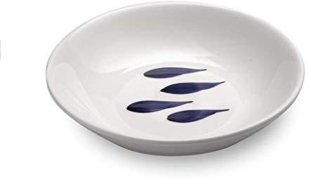 Zafferano Serie Mannaggia Li Pescetti Piatto Fondo in Porcellana, Diametro 222 mm, Decoro Pesci Blu, Confezione 6 Pezzi