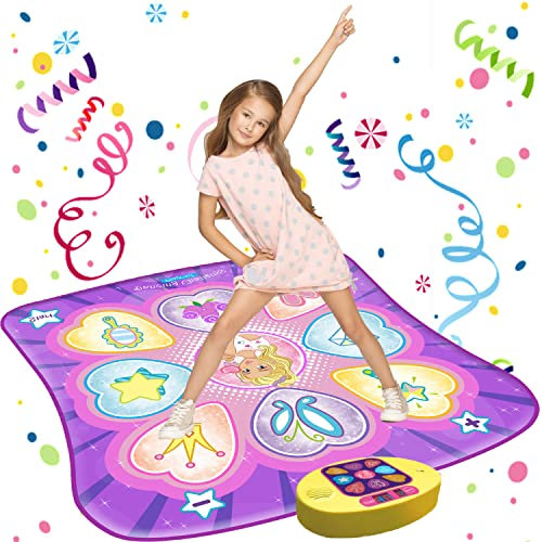 Sunlin Dance Mat Toys for Girls Ages 3-10 | Dance Pad with LED Lights, Adjustable Volume, 9 Built-in Music, 7 Game Modes, 5 Challenge Levels | Christmas Birthday Gifts for 3 4 5 6 7 8+ Years Old Girl