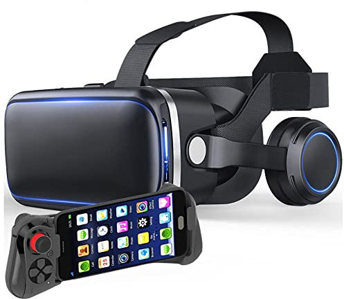 VR GOGGLES, 3D VR-glasögon Lämplig för TV, Filmer och videospel, VR-headset med fjärrkontroll, kompatibel med 4,5-6,0 tums mobiltelefoner
