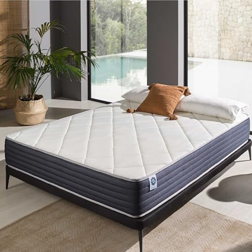 NATURALEX - Matelas SuperVisco 140x190-30 cm - Soutien Mousse à mémoire de Forme - Accueil Blue Latex - Confort Ferme - Respirant - 7 Zones - Réversible - Hypoallergénique - Fabriqué en Europe