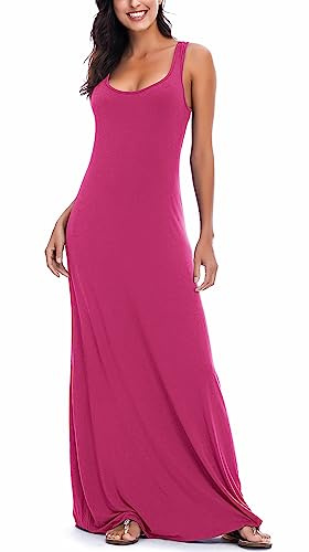 Mujeres Verano Informal Playa Sin Mangas Maxi Vestido Sólido Chaleco Largo Vestido