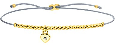 SCHOSCHON Kugelarmband Herz Anhänger mit Zirkonia 925 Silber vergoldet