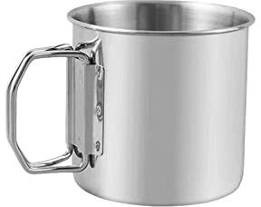 Sharplace Campingbecher aus Metall, leicht, 304 Edelstahl, tragbarer Becher, Camping-Wasserkochbecher zum Kochen, Picknick, Reisen, Camping, Silber 600ml