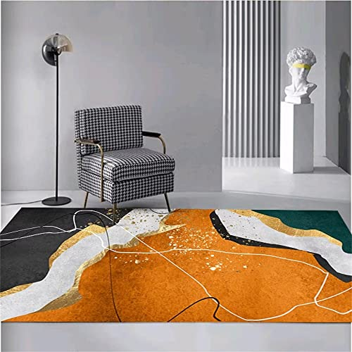 Kunsen schlafzimmerteppich Moderne abstrakte Haus waschbar kurzflor Teppich grau orange Flickenteppich Wohnzimmer teppich180X280CM