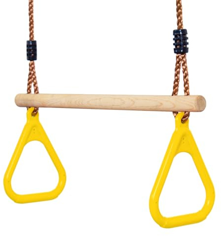 Leogreen trapez schaukel turnringe Outdoor Schaukel Trapez in einem Gelb | Länge verstellbar von 1,2 bis 2 Meter, für Fitness & Training im Freien, belastbar bis 150 kg